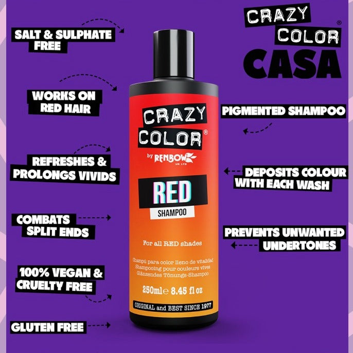 Crazy Color Colour Protect Shampoo - Red 250ml