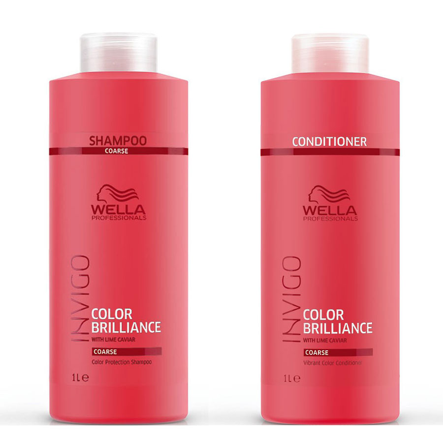 Wella INVIGO Brilliance Shampoo & Conditioner Coarse Duo Packs with Pumps 1000ml