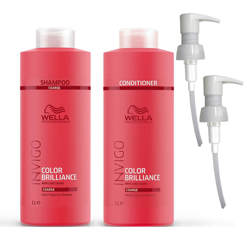 Wella INVIGO Brilliance Shampoo & Conditioner Coarse Duo Packs with Pumps 1000ml