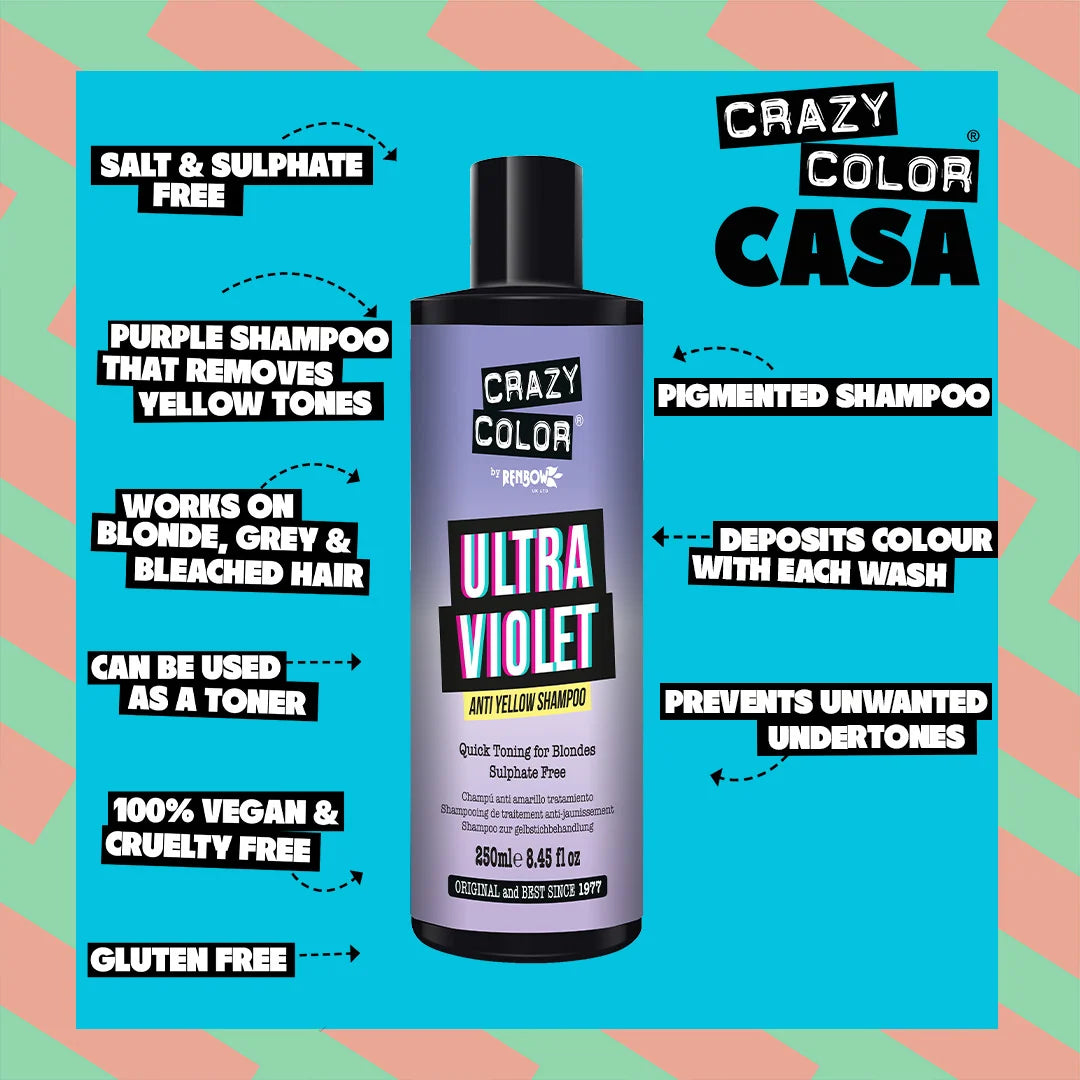 Crazy Color Ultra Violet Anti-Yellow Purple Shampoo 250ml