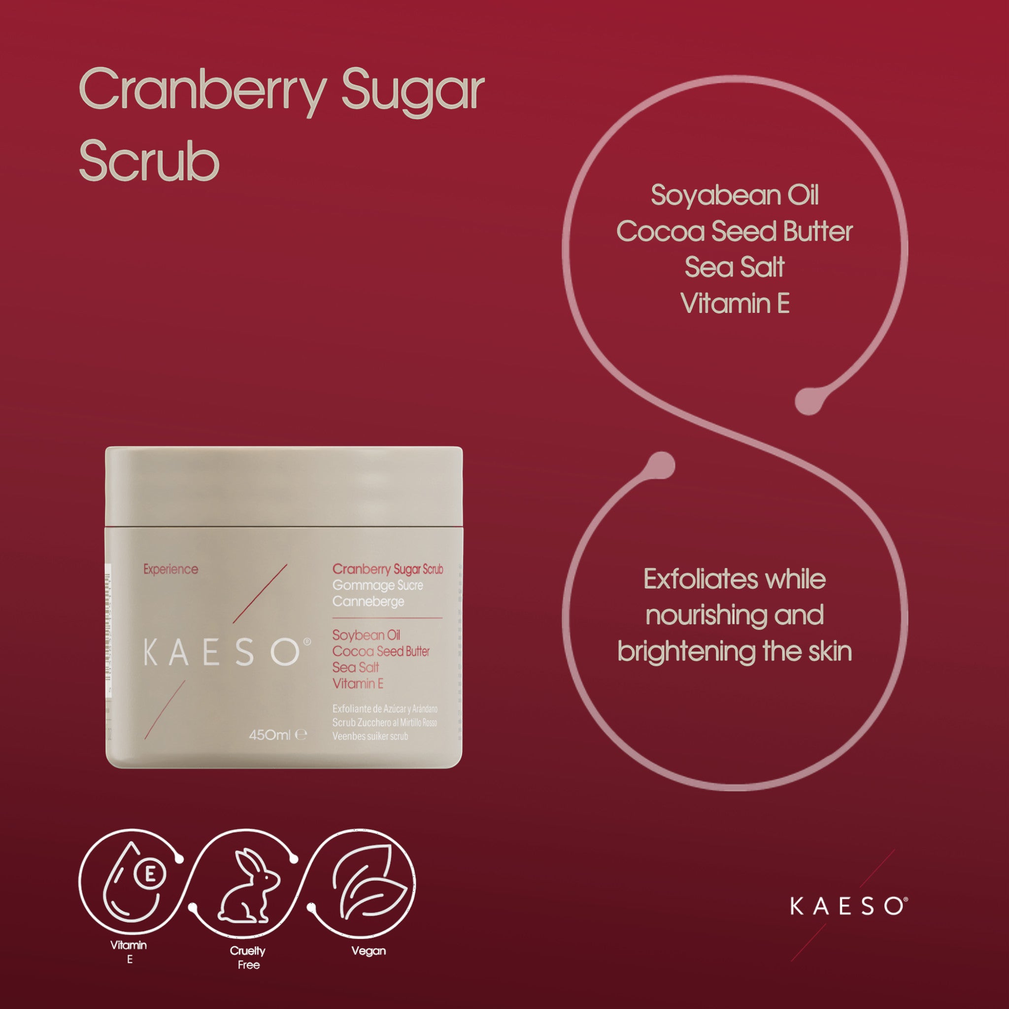 Kaeso Experience Cranberry Sugar Scrub 450ml