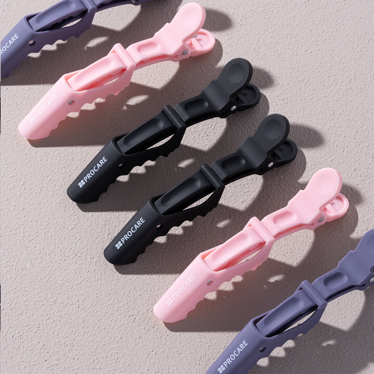 Procare Premium Hair Gator clips Grey/Pink/Black x 6
