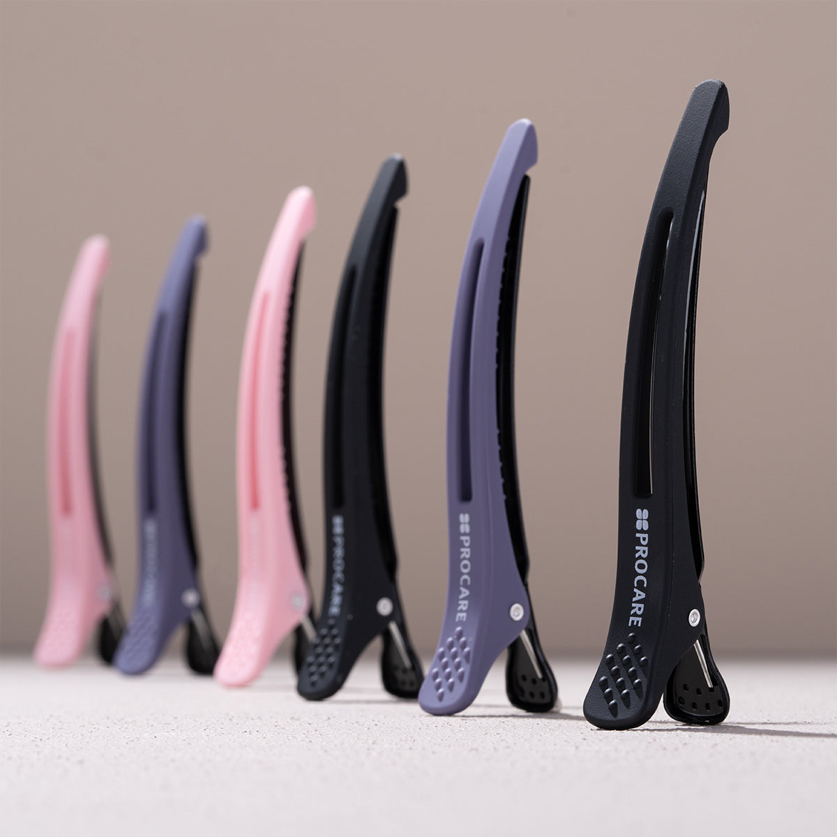 Procare Premium Hair sectioning clips Grey/Pink/Black x 6