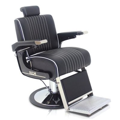 REM-Voyager Barbers Chair Black with White Piping & stitching-Next day Despatch